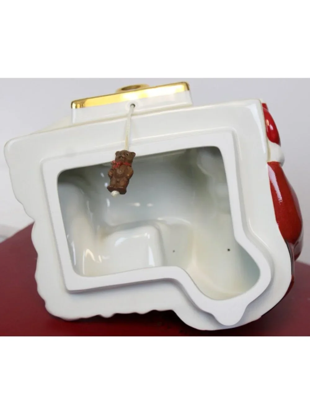 Lenox Santa Holiday Candy Cookie Jar Musical Photo Shot Ceramic Christmas Villag
